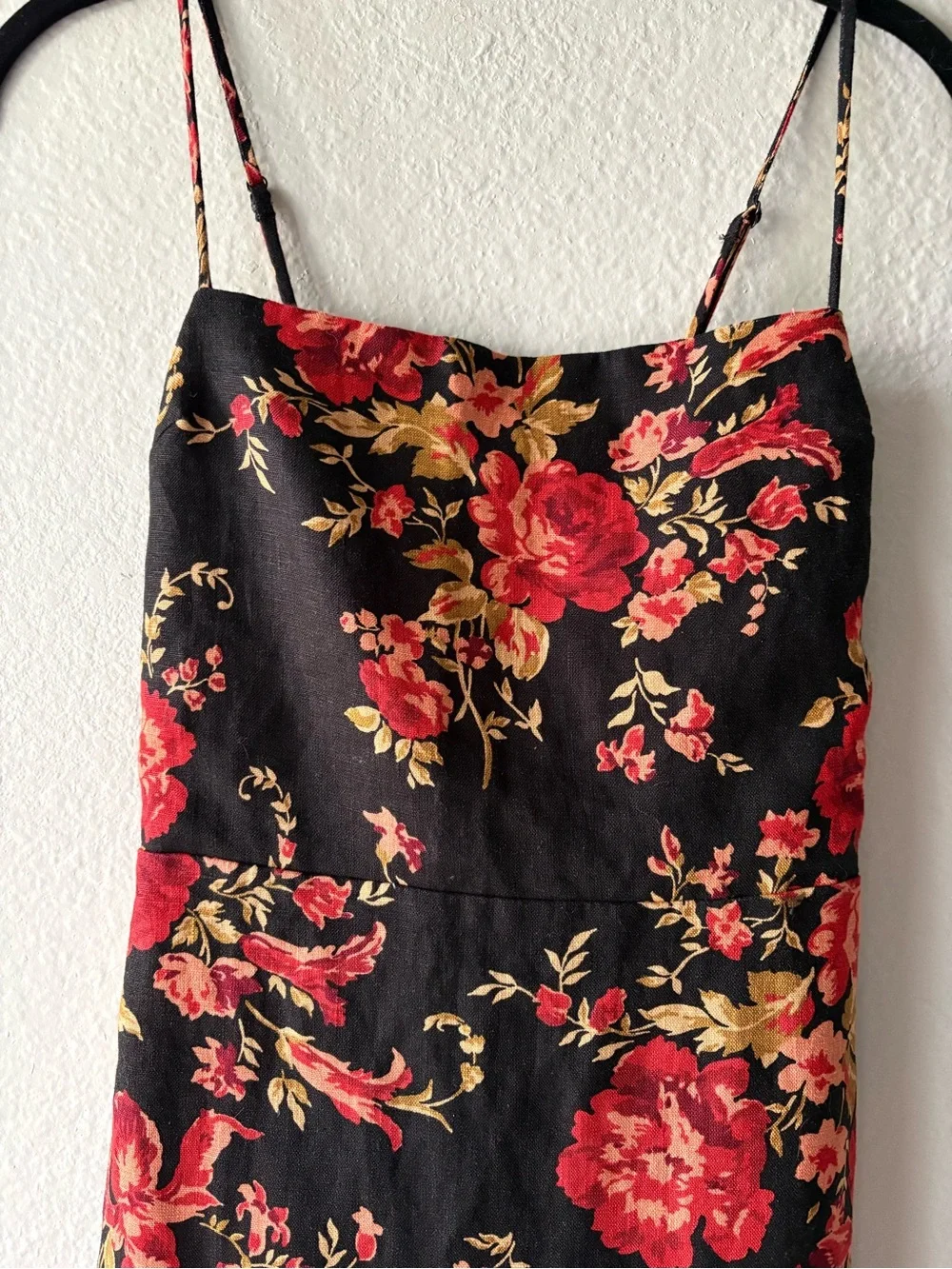 Reformation Linen Frankie Midi Dress Women’s 0 Black & Red Floral Formal Wedding - Picture 5 of 16